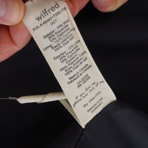 Aritzia Wilfred Brown 70% Wool 10% Cashmere Belted Trench Peacoat Coat Small - Picture 15 of 16